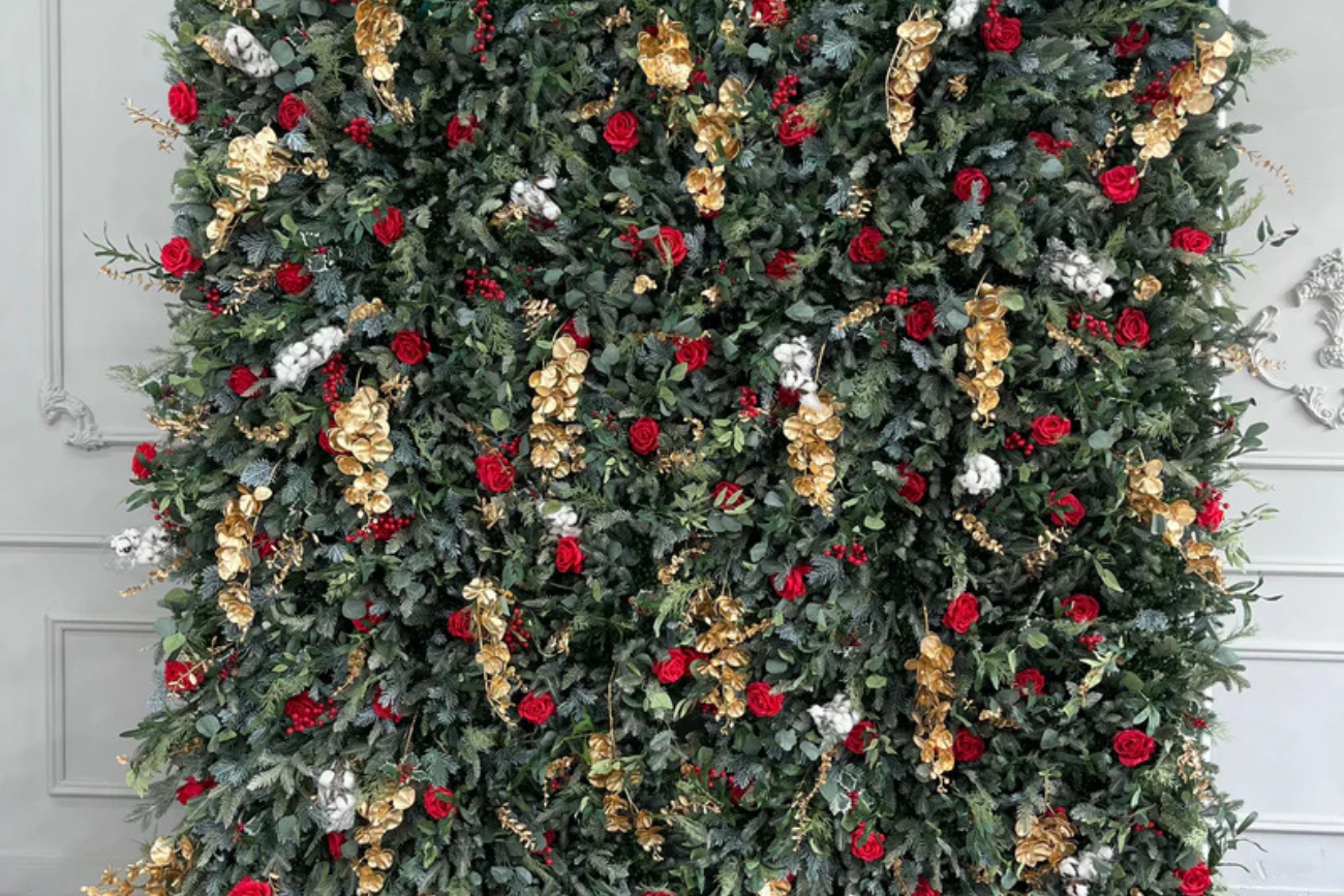 The Christmas Flower Wall.