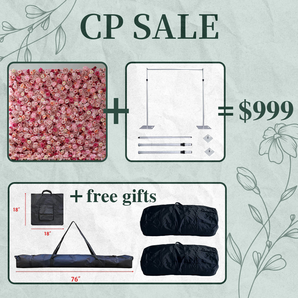 CP SALE Pink Roses Flower Wall with Stand and Two Free Gifts