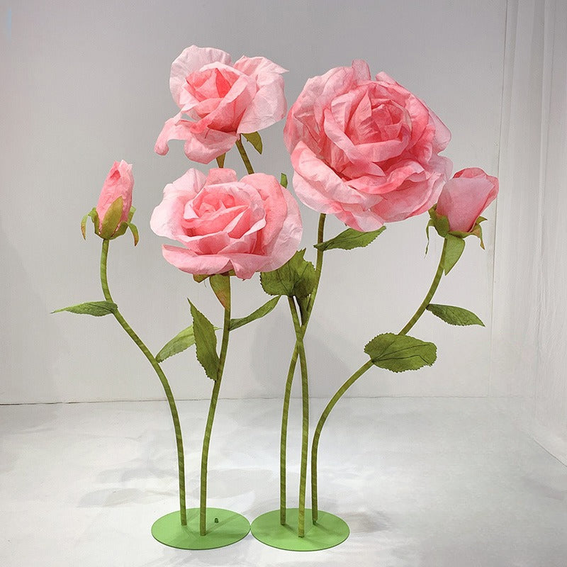 Set of 5 Giant Paper Rose Flower Handmade Floral Set for Wedding Party Decor