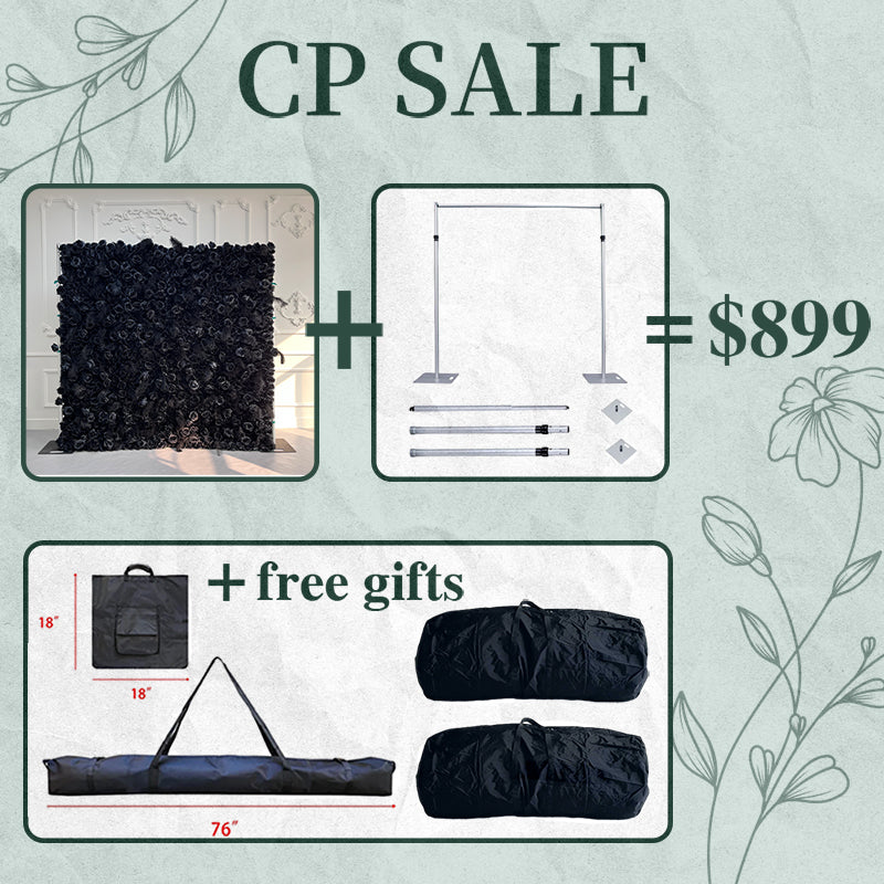 CP SALE 5D Black Roses Artificial Flower Wall with Stand and Two Free Gifts