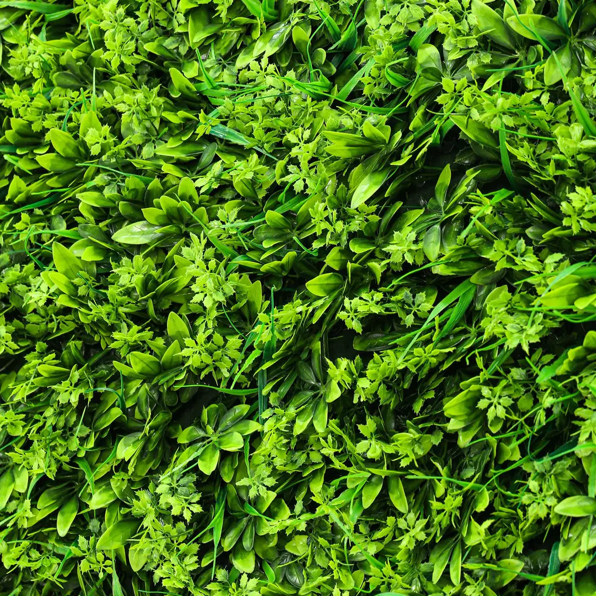The green grass wall detailed view shows off vivid colors and a realistic fabric backing.