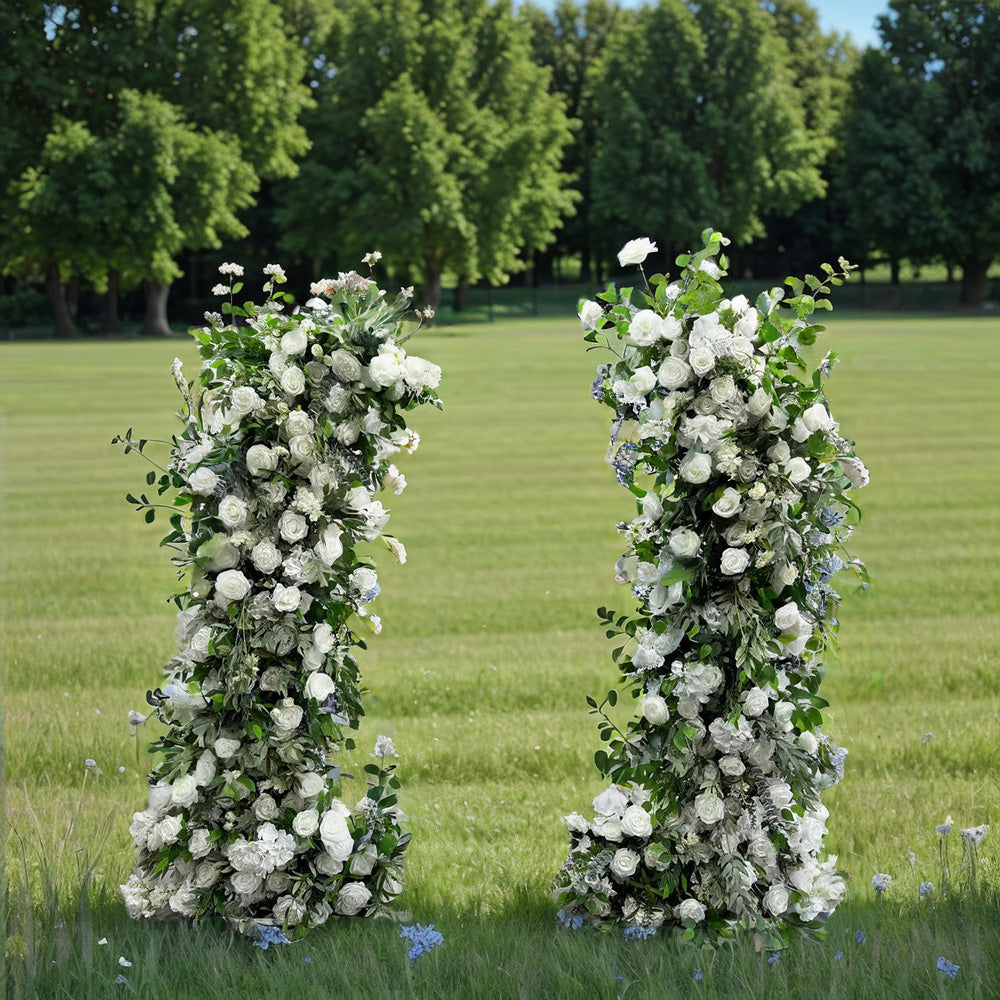 Flower Arch White Green Flower Pillar for Event Wedding Proposal Party Decor