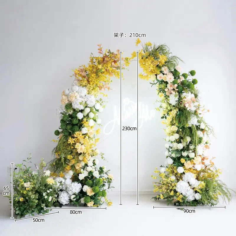 Crafted for realism, the green yellow flower arch boasts a fabric backing and fade-resistant colors.