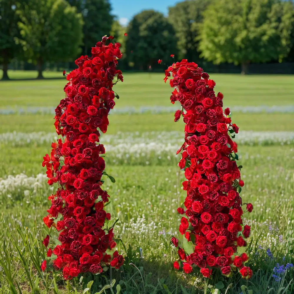 Flower Arch Red Rose Flower Pillar Backdrop for Event Wedding Proposal Party Decor