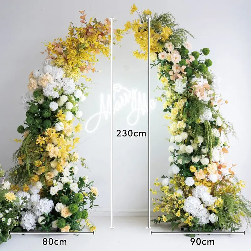 Crafted for realism, the green yellow flower arch boasts a fabric backing and fade-resistant colors.