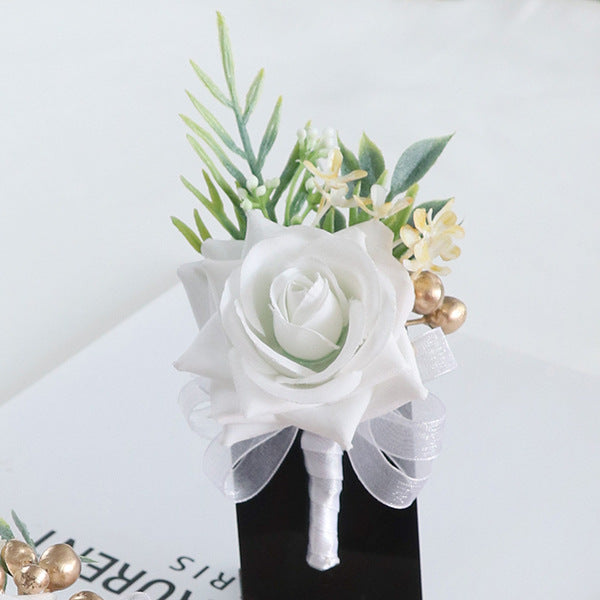 Boutonnieres in White Rose for Wedding Party Proposal Decor - KetieStory