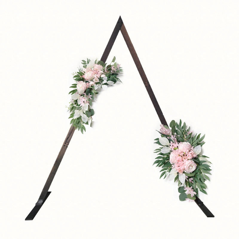 Triangle wood arch, versatile for various occasions, with diverse designs.