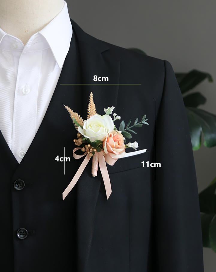 Wrist Flower Corsages Champagne White Series for Wedding Party Proposal Decor - KetieStory