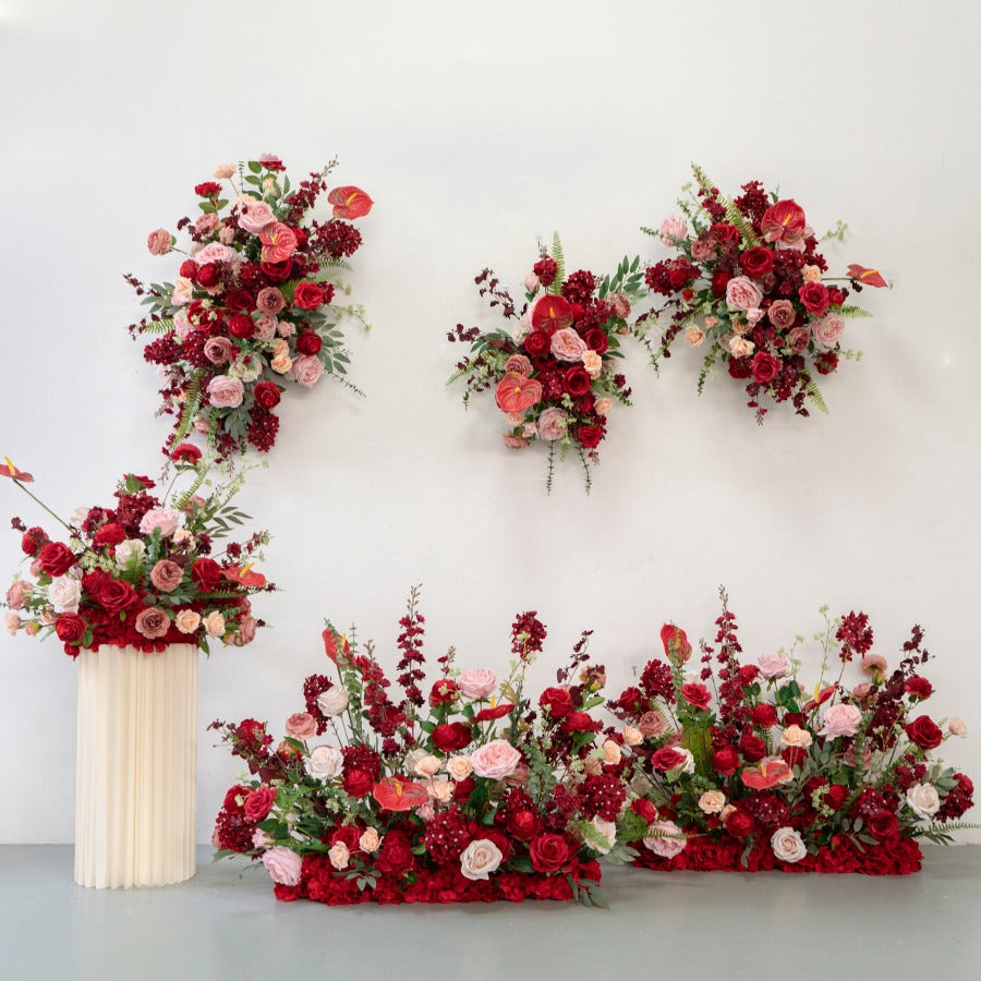 100% handmade, the red pink hanging flower set provides a lifelike appearance and is easy to set up. 