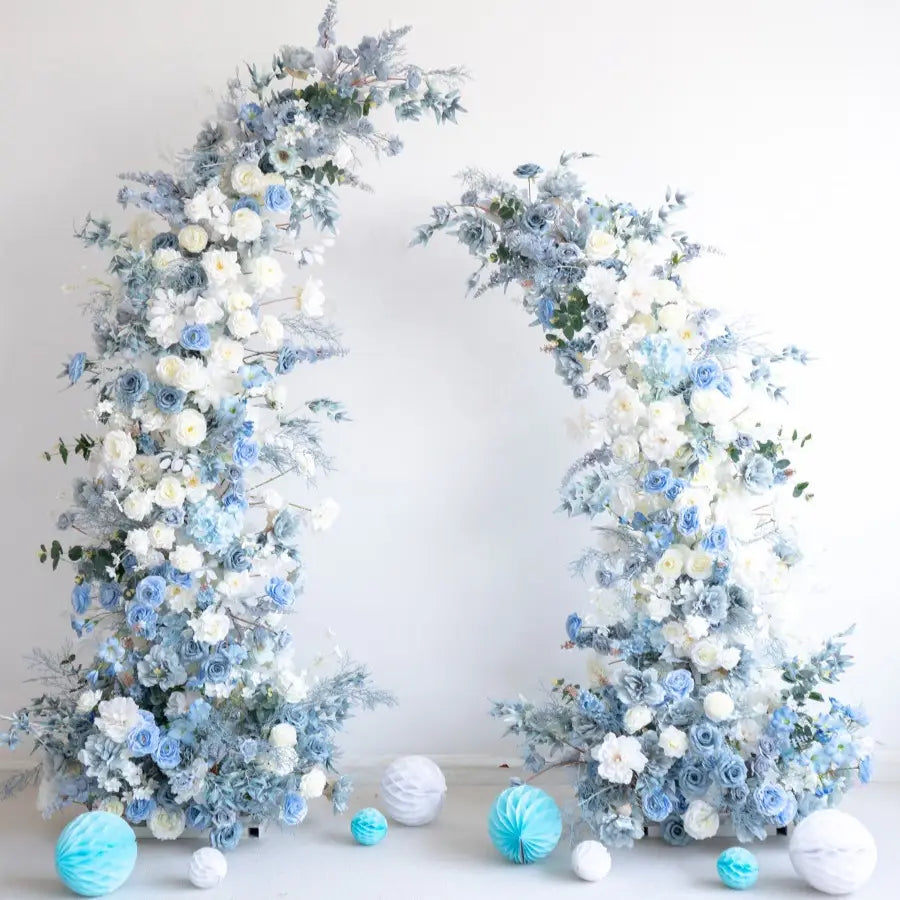 100% handmade, the blue white flower arch provides a lifelike appearance and is easy to set up.
