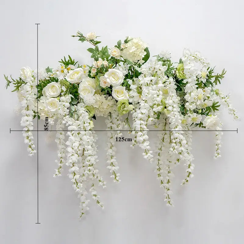 100% handmade, the 4.1ft white hanging flower set provides a lifelike appearance and is easy to set up. 