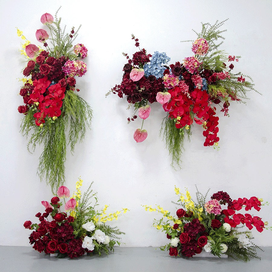100% handmade, the red green hanging flower set provides a lifelike appearance and is easy to set up. 