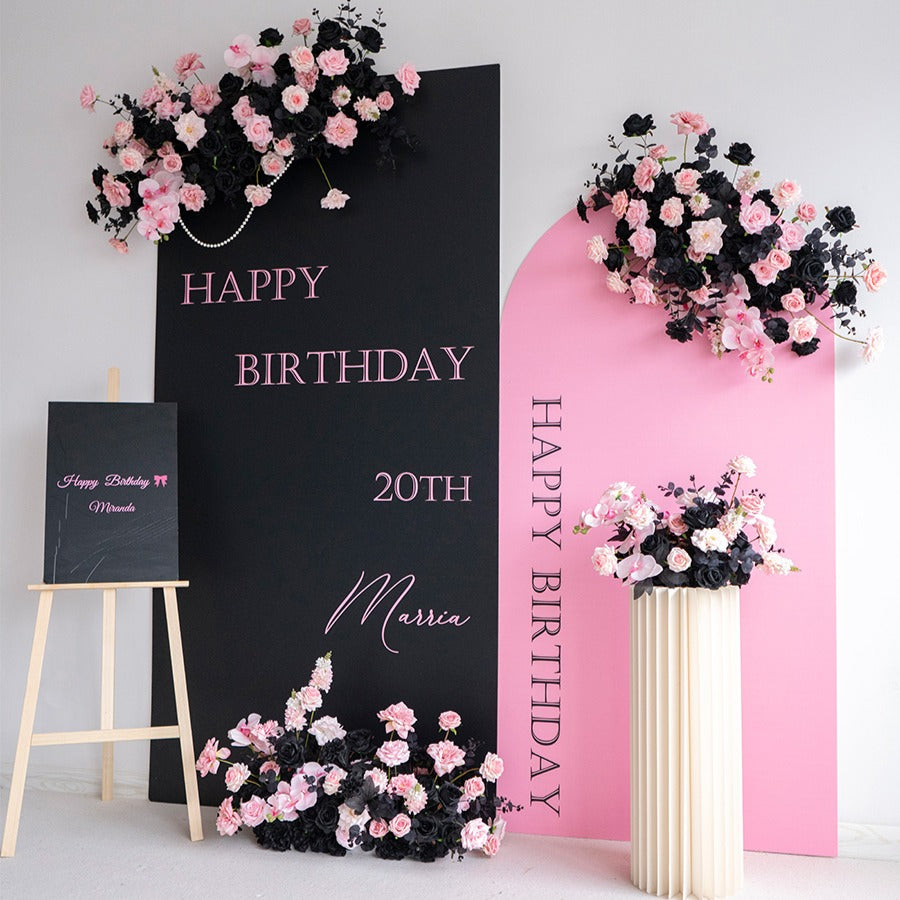 100% handmade, the pink black hanging flower set provides a lifelike appearance and is easy to set up.