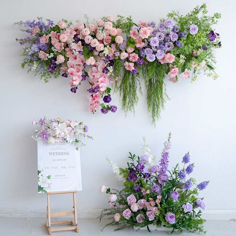 100% handmade, the purple pink hanging flower set provides a lifelike appearance and is easy to set up.
