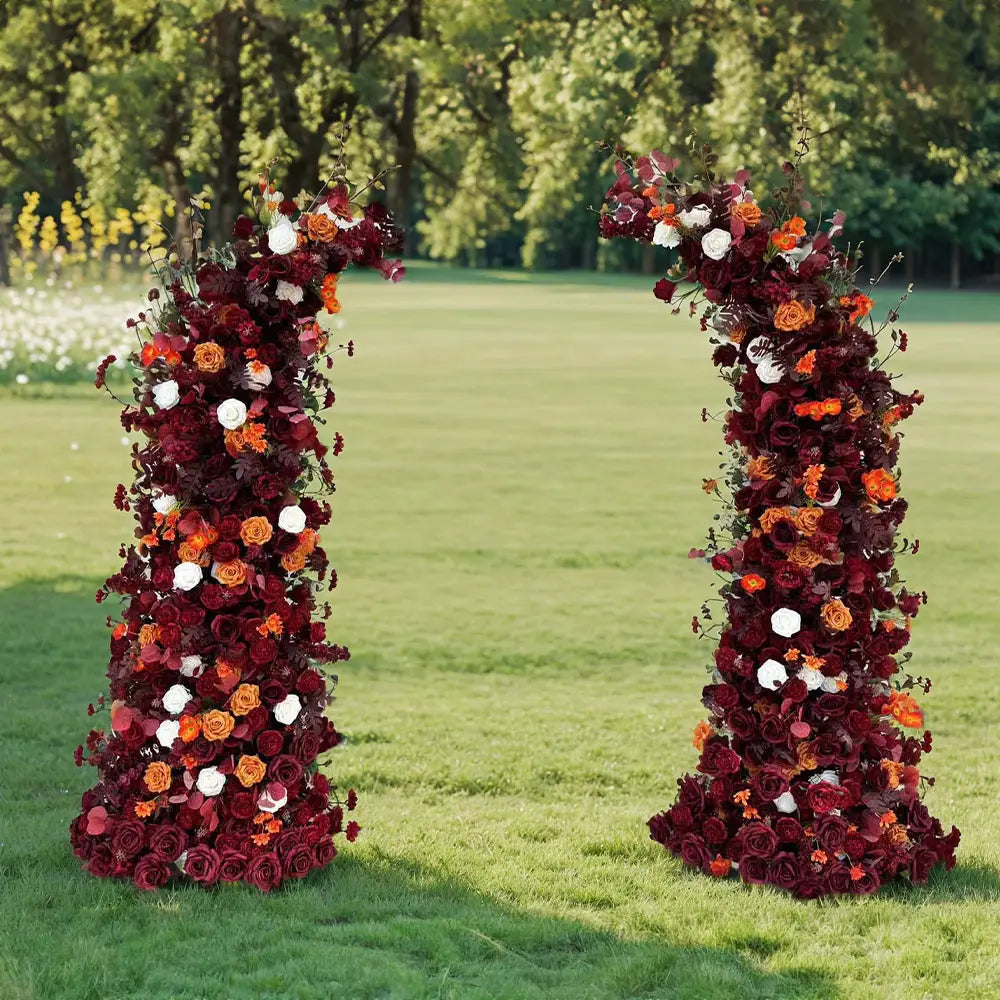 Flower Arch Red Roses Floral Pillars For Party Decor Including Frame.