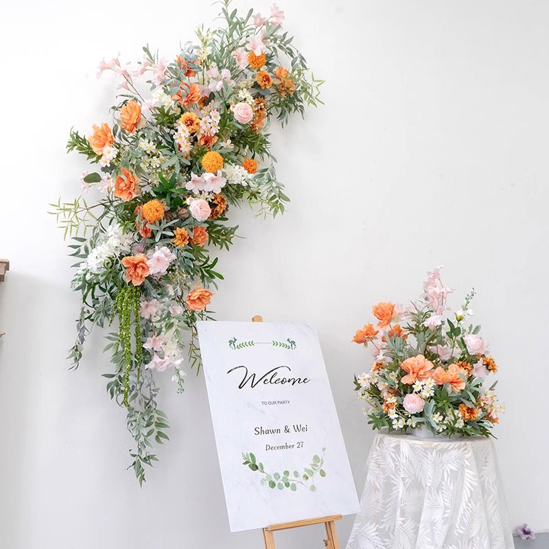 100% handmade, the orange green hanging flower set provides a lifelike appearance and is easy to set up.