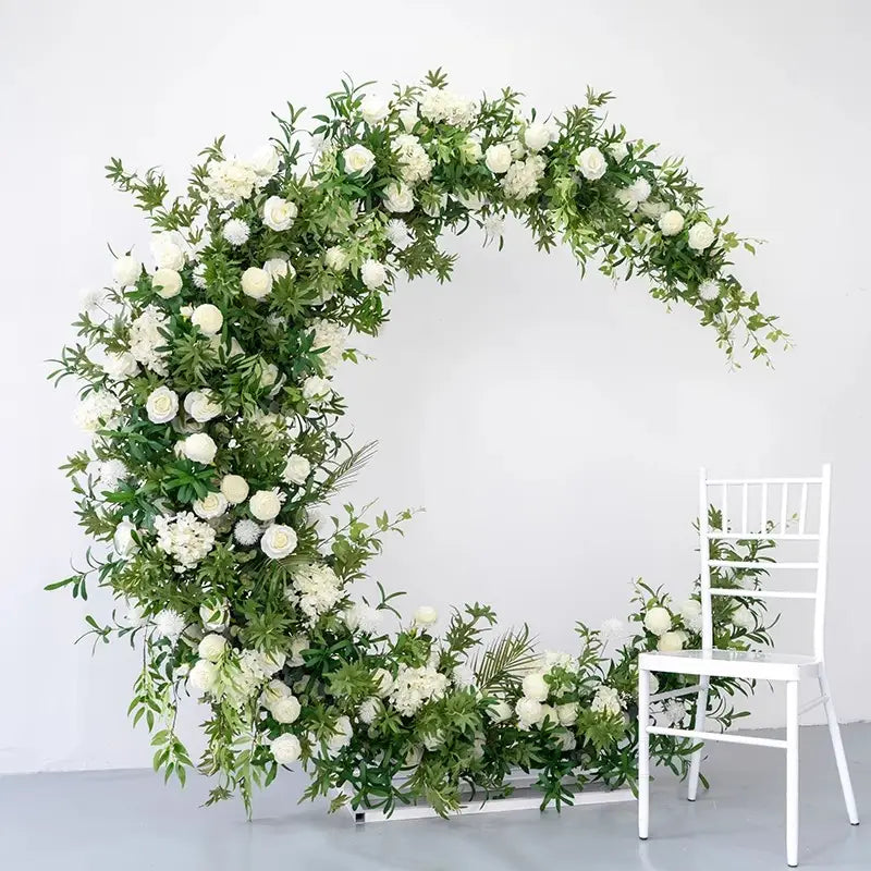 100% handmade, the green white moon flower arch provides a lifelike appearance and is easy to set up. 