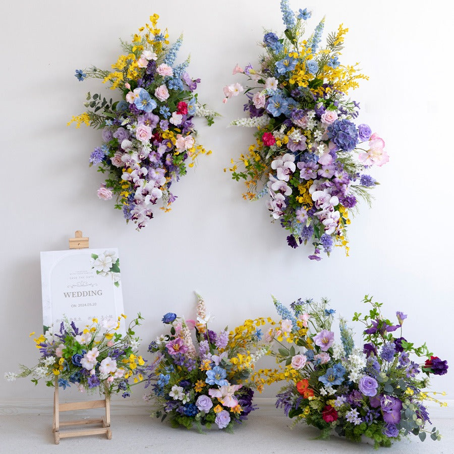 100% handmade, the purple blue hanging flower set provides a lifelike appearance and is easy to set up.