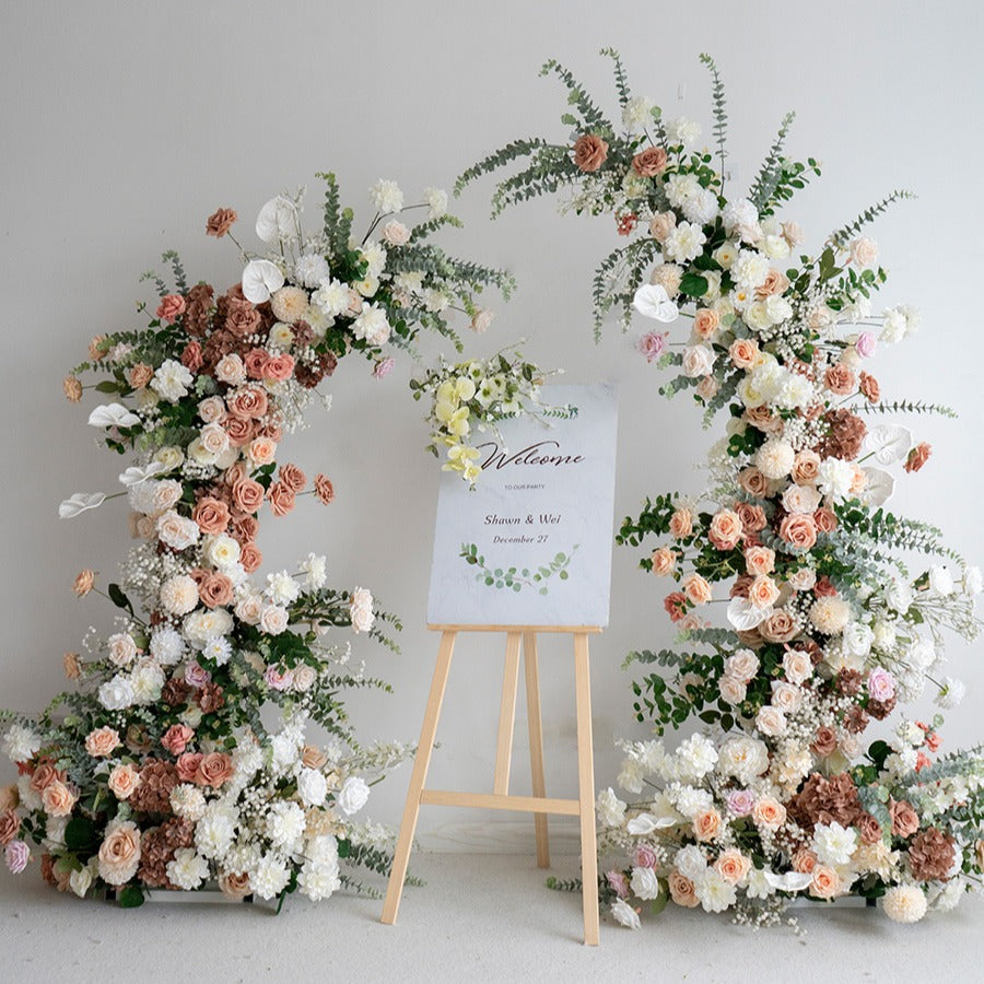 100% handmade, the coffee white flower arch provides a lifelike appearance and is easy to set up.