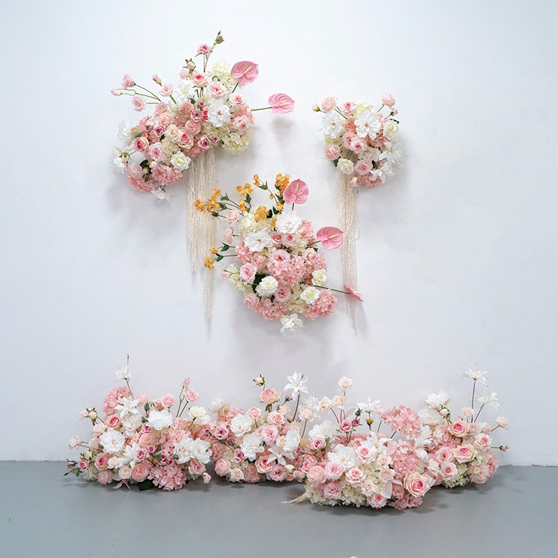 100% handmade, the pink white hanging flower set provides a lifelike appearance and is easy to set up.