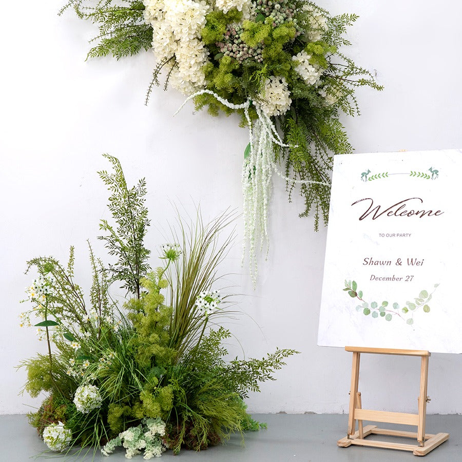 100% handmade, the white green hanging flower set provides a lifelike appearance and is easy to set up. 