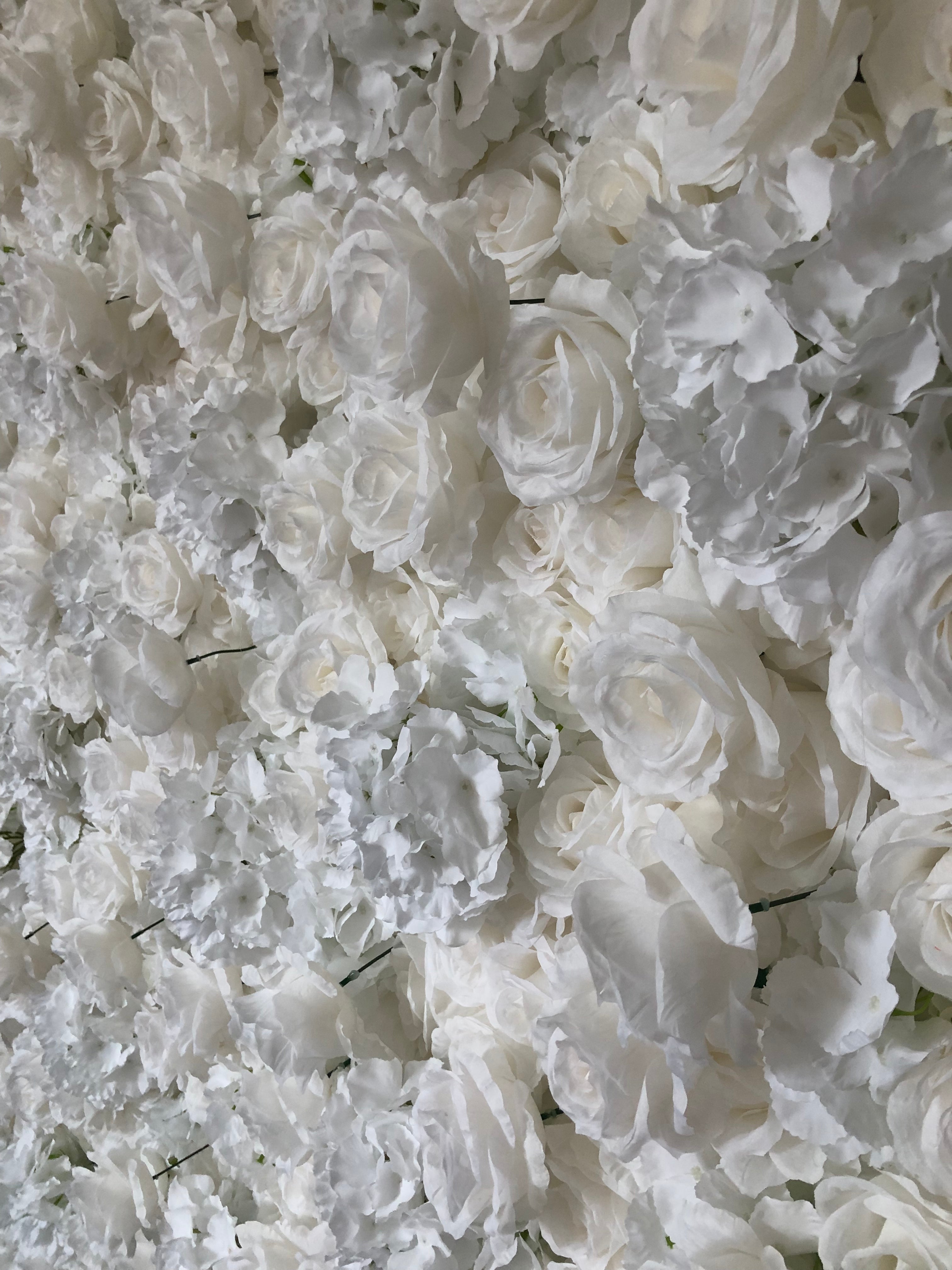 Lightning Deals: Flower Wall White Rose & Hydrangea Fabric Rolling Up Curtain Floral Backdrop Wedding Party Proposal Decor - KetieStory