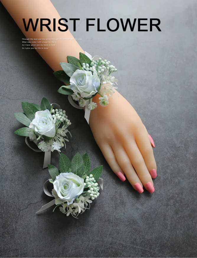 Wrist Flower Gray Series for Wedding Party Proposal Decor - KetieStory