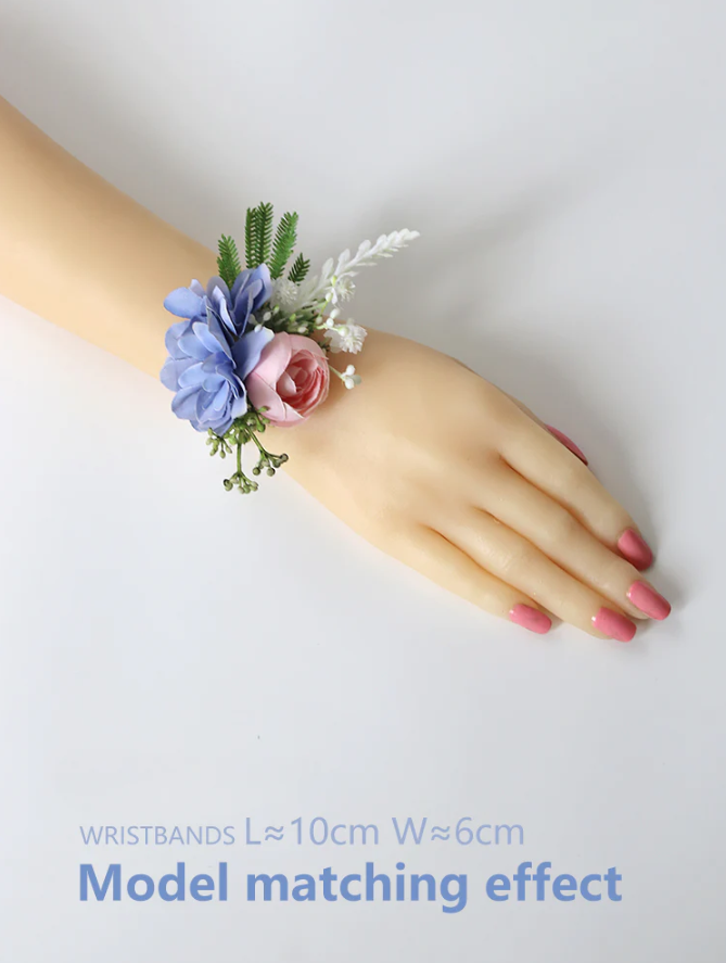 Wrist Flowers Corsages Blue Pink for Wedding Party Proposal Decor - KetieStory