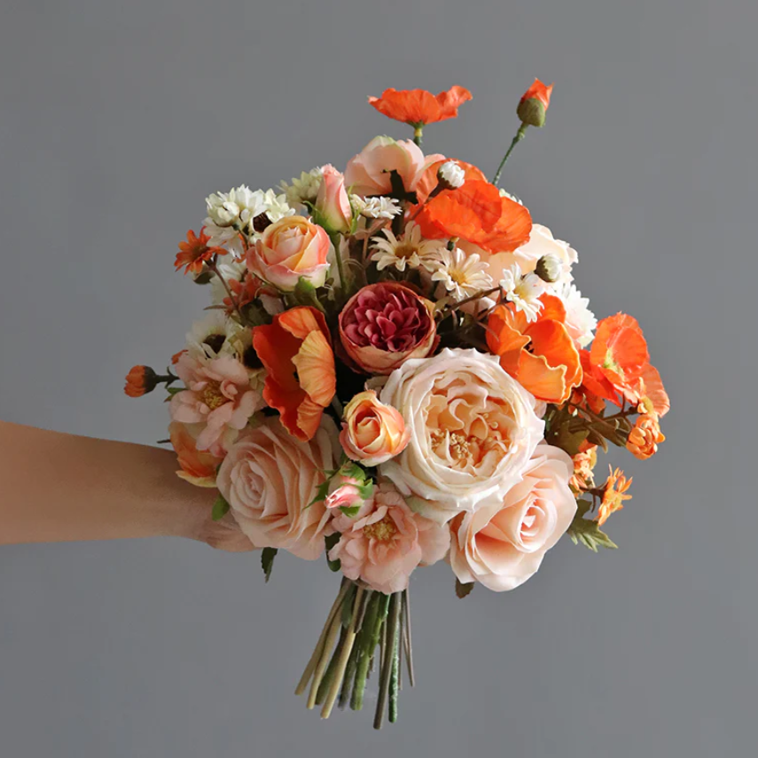 Bridal Bouquet Orange Rose for Wedding Party Proposal - KetieStory