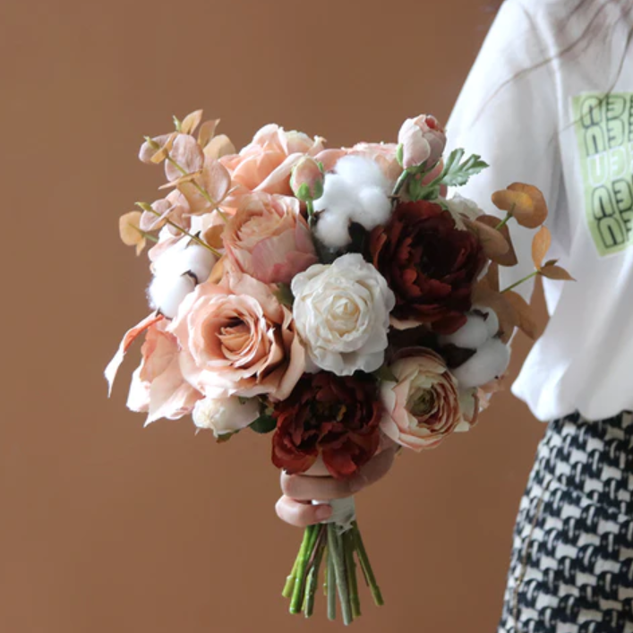 Bridal Bouquet Pink Dark Red for Wedding Party Proposal - KetieStory
