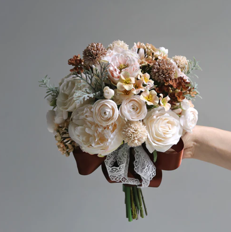 Bridal Bouquet Beige Rose for Wedding Party Proposal - KetieStory