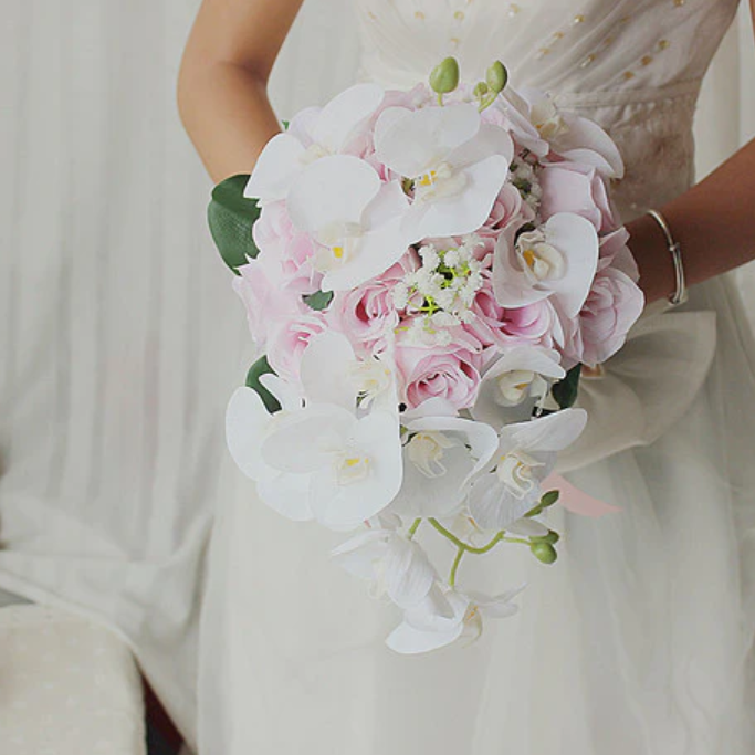 Bridal Bouquet Pink Phalaenopsis for Wedding Party Proposal - KetieStory