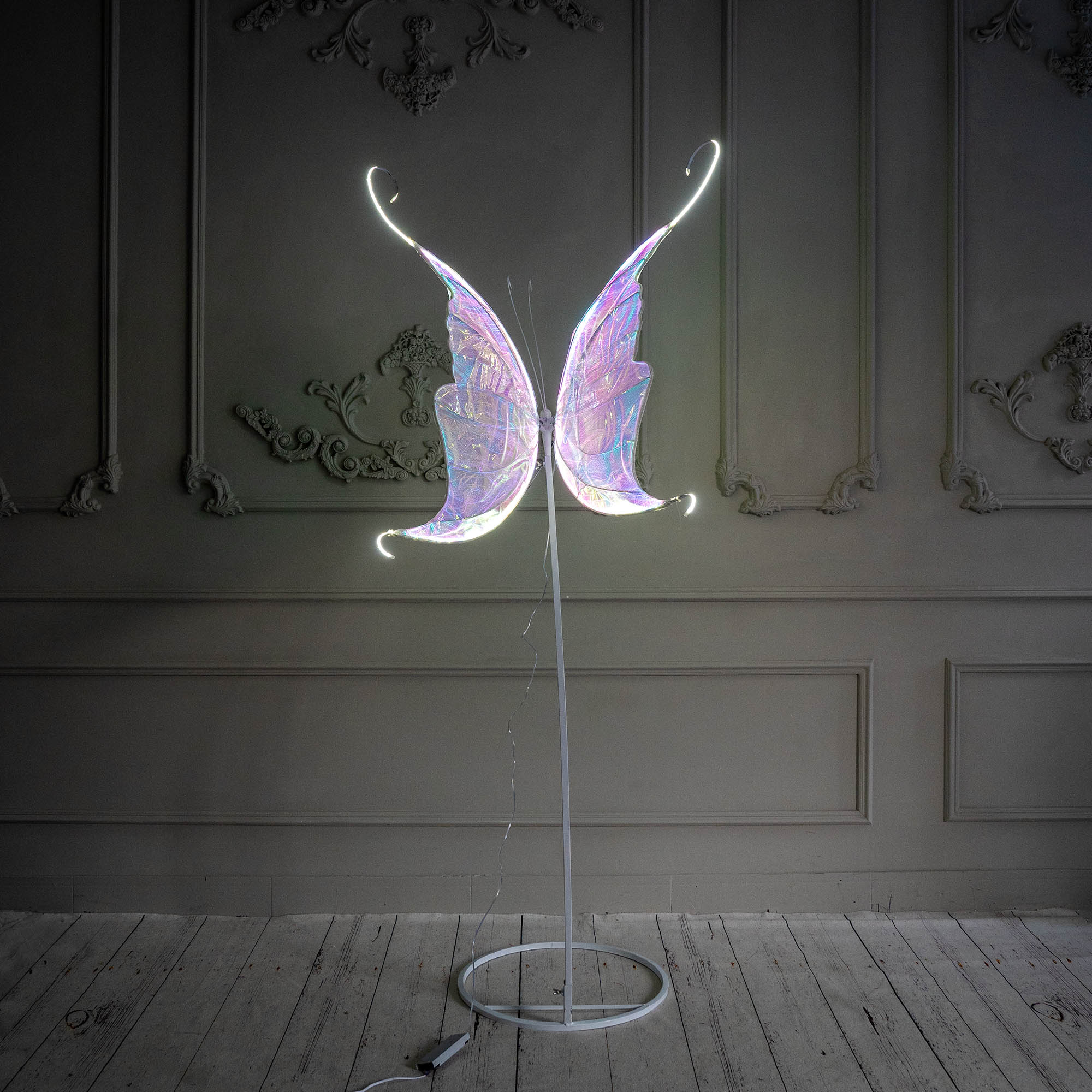 Set of 2 White Gold Swallowtail Butterfly Light Party Lights for Event Wedding Decor Props - KetieStory