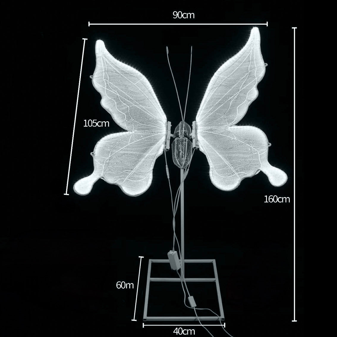 Set of 2 White Electric Butterfly Light Party Lights for Event Wedding Decor Props - KetieStory
