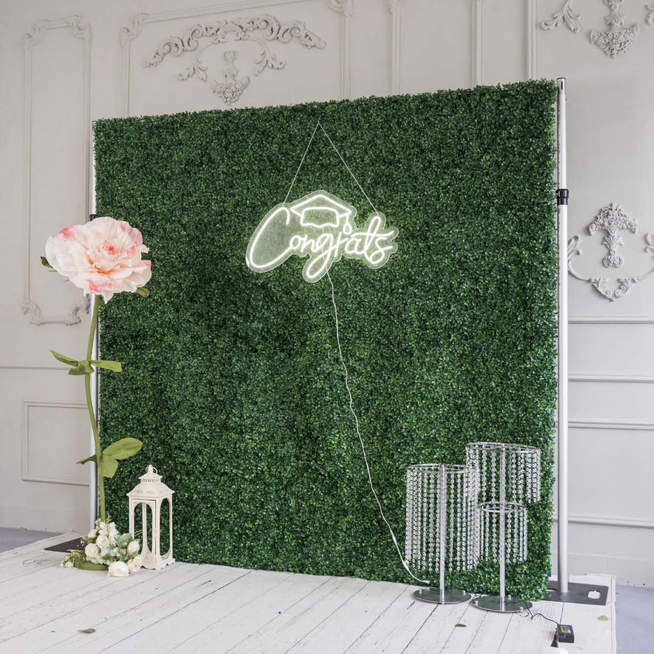 Flower Wall Milan Green Wall Fabric Rolling Up Curtain Floral Backdrop Wedding Party Proposal Decor - KetieStory