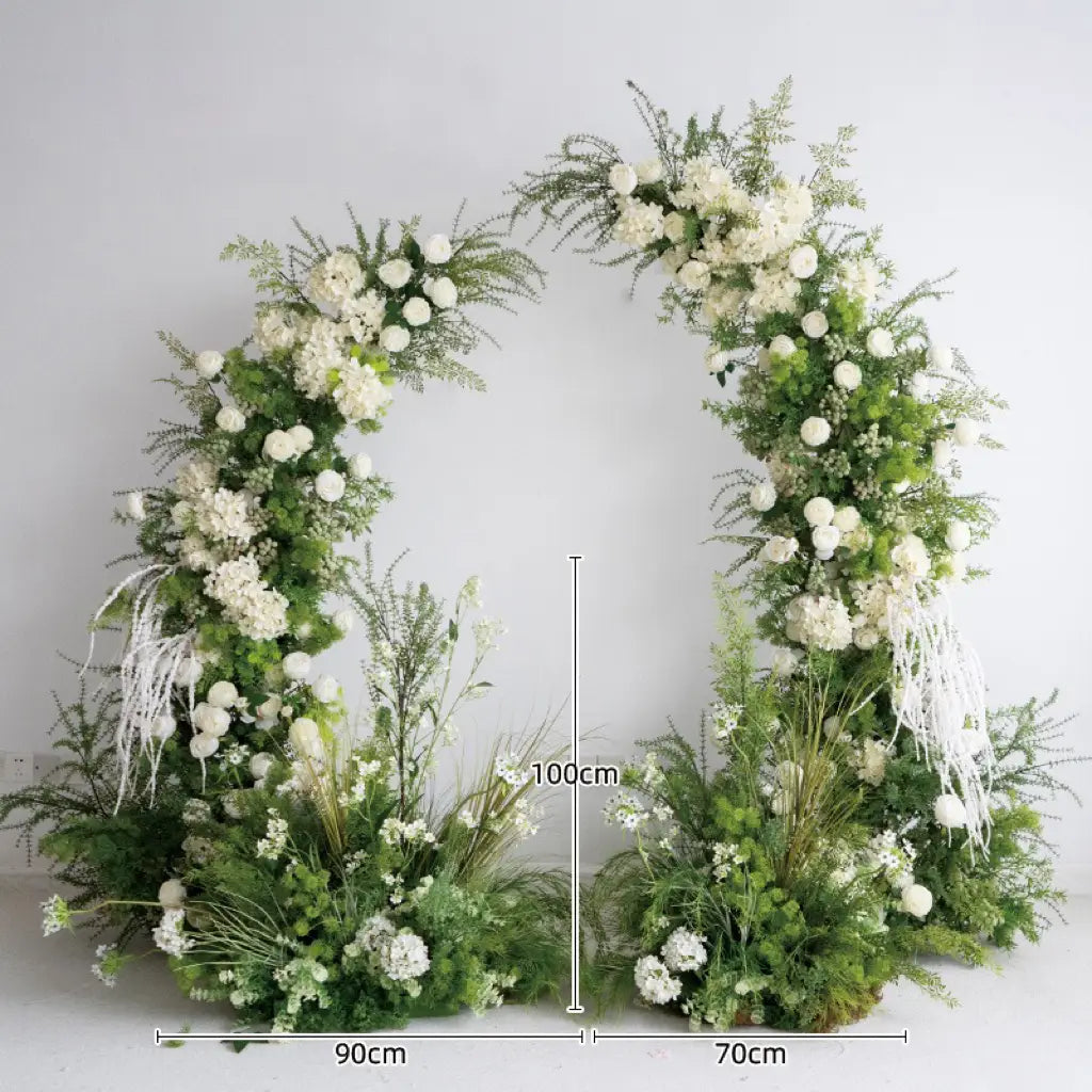 Crafted for realism, the green white flower arch boasts a fabric backing and fade-resistant colors.