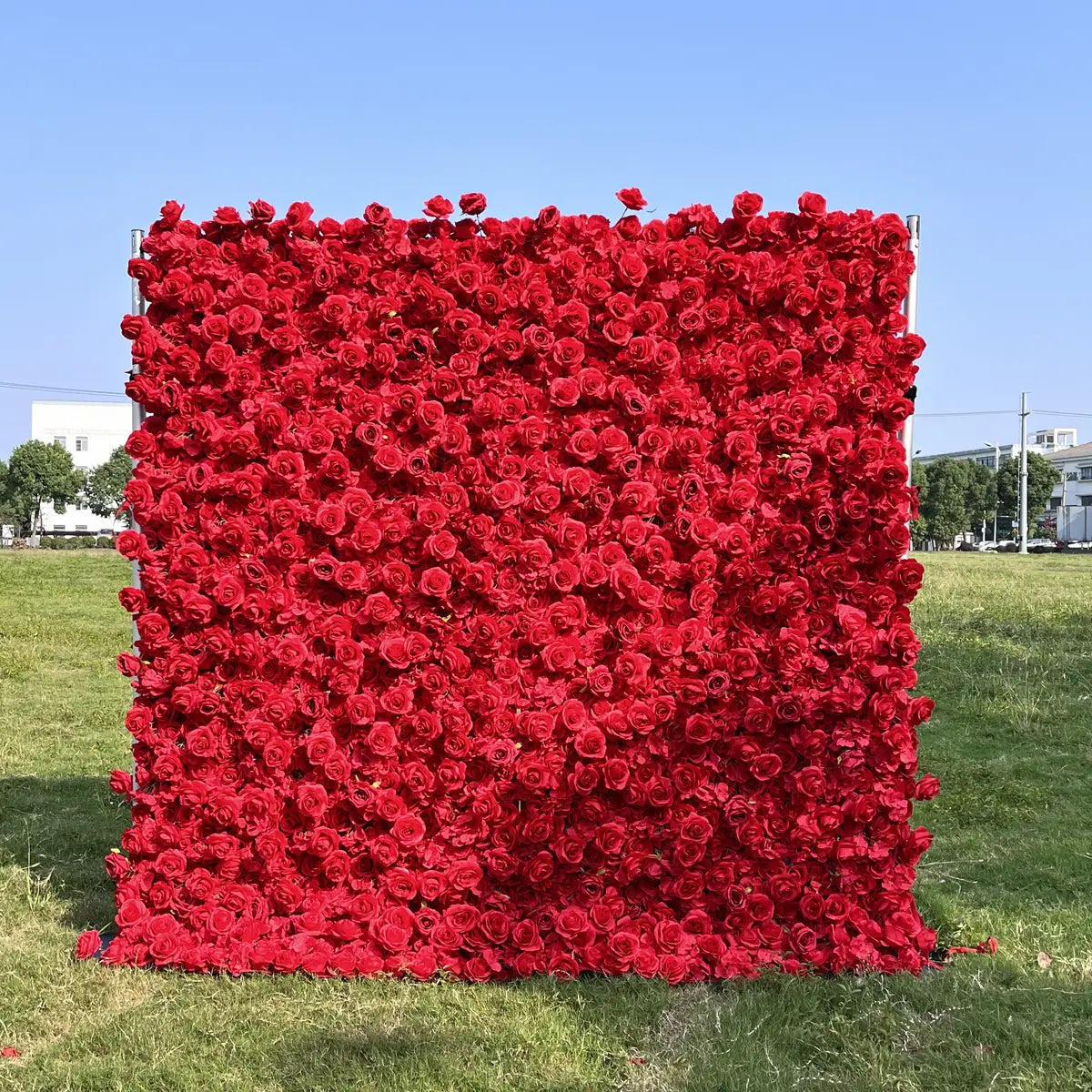 FLASH SALE Flower Wall 3D Red Rose Wedding Backdrop Fabric Rolling Up Curtain Event Proposal Decor