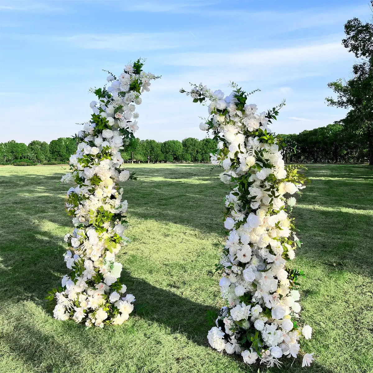 Flower Arch White Set Artificial Wedding Floral Pillars