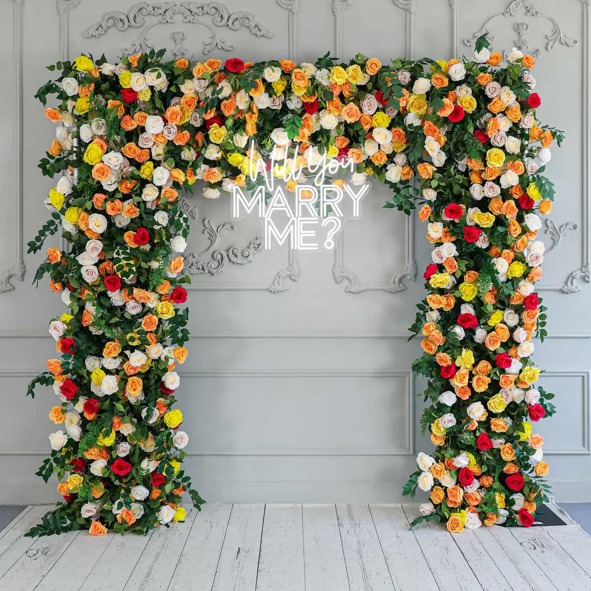 Crafted for realism, the 7D yellow green flower arch boasts a fabric backing and fade-resistant colors.