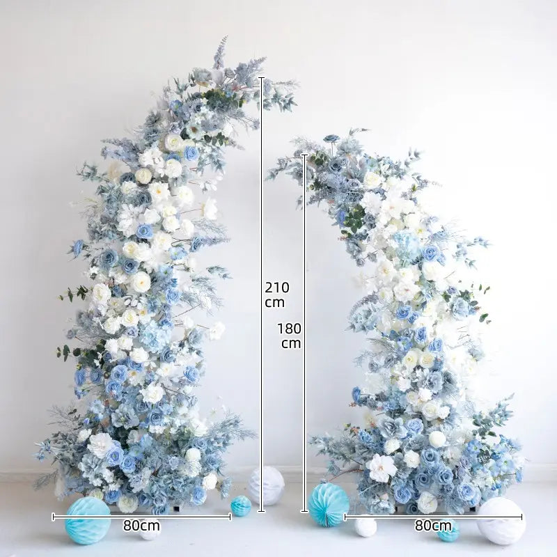 100% handmade, the blue white flower arch provides a lifelike appearance and is easy to set up.