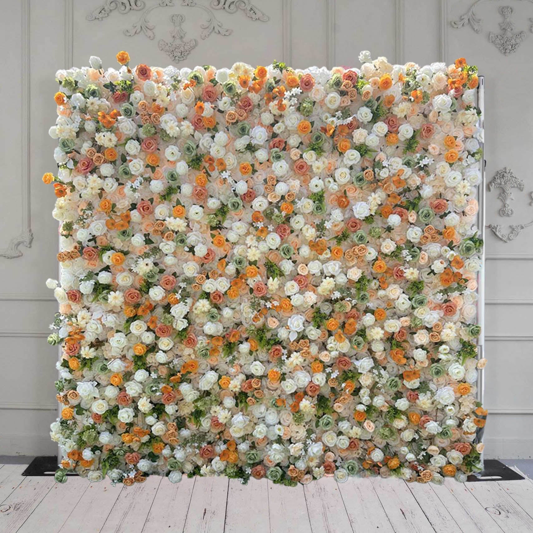 BOGO 8X8ft Flower Wall Yellow Rose Fabric Rolling Up Curtain Floral Backdrop Wedding Party Proposal Decor - KetieStory