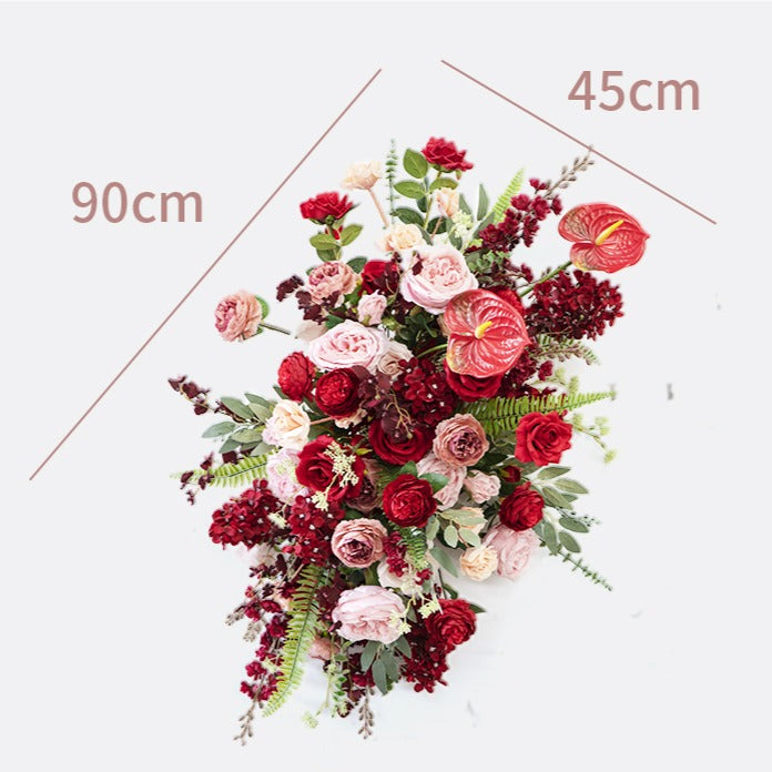 100% handmade, the red pink hanging flower set provides a lifelike appearance and is easy to set up. 