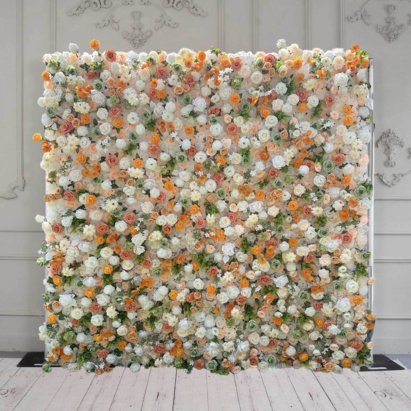 The yellow rose flower wall features a fabric backing, ensuring lifelike shapes and vibrant colors. 