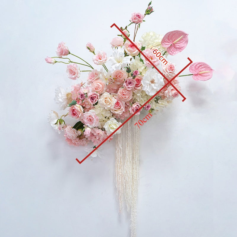 100% handmade, the pink white hanging flower set provides a lifelike appearance and is easy to set up.