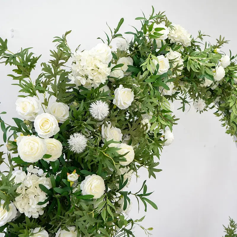 100% handmade, the green white moon flower arch provides a lifelike appearance and is easy to set up. 