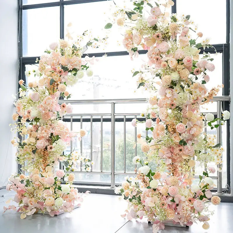 100% handmade, the pink green flower arch provides a lifelike appearance and is easy to set up.