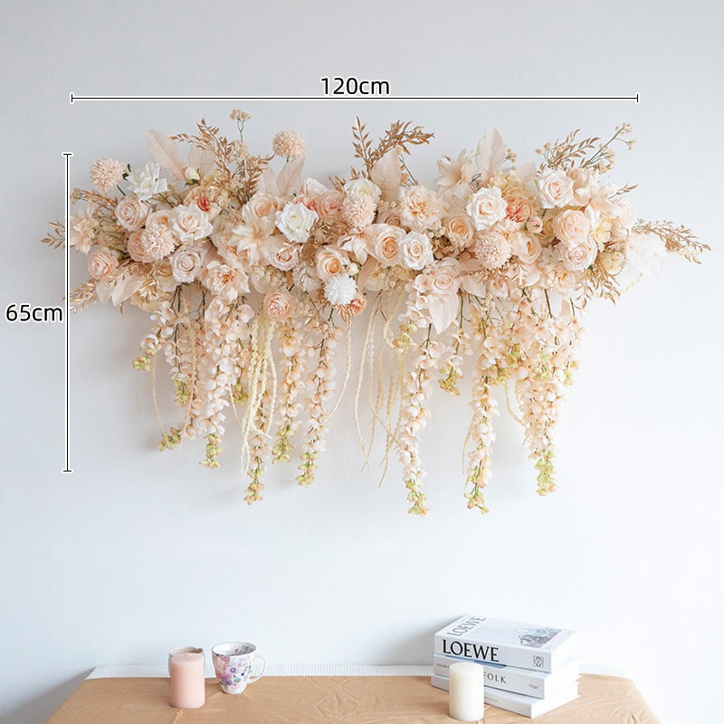 100% handmade, the 3.93ft champagne hanging flower set provides a lifelike appearance and is easy to set up. 