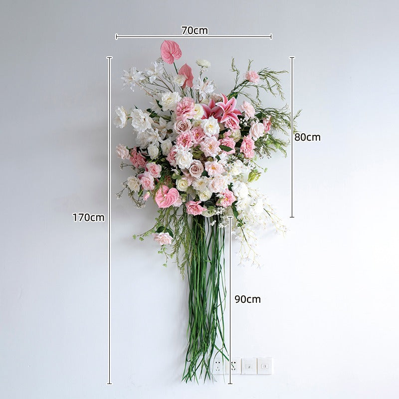 100% handmade, the white pink rose hanging flower set provides a lifelike appearance and is easy to set up.