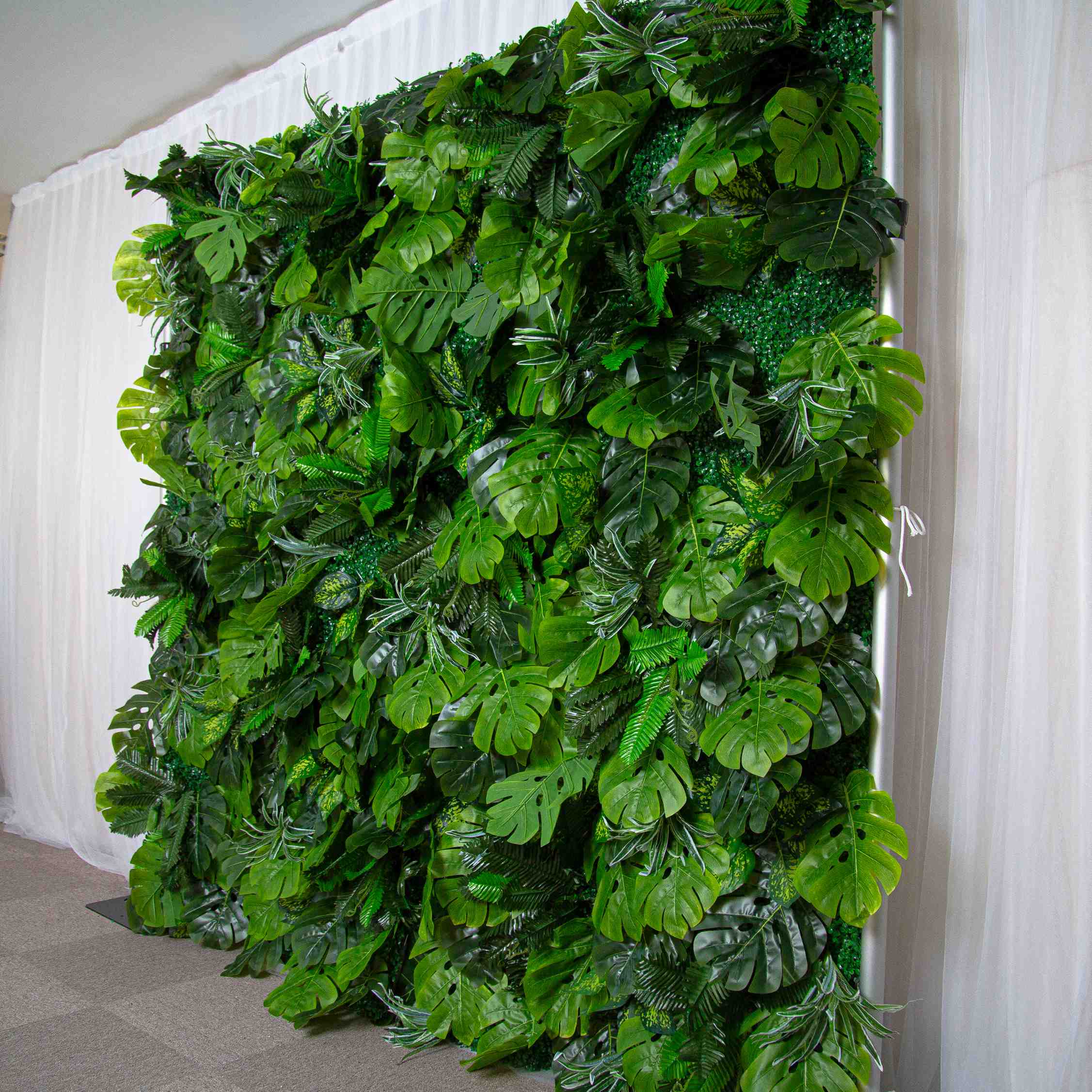 Flower Wall Proposal Wedding Decor Rolling Up Curtain Flower Backdrop- Green Plants Rainforest - KetieStory