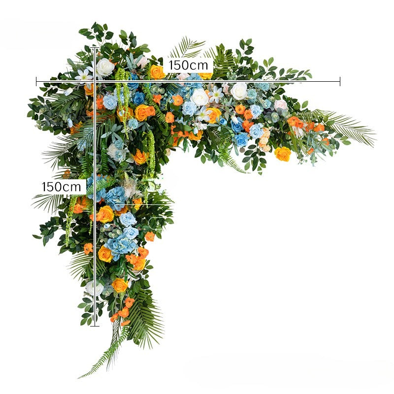 100% handmade, the blue orange hanging flower arrangement provides a lifelike appearance and is easy to set up. 